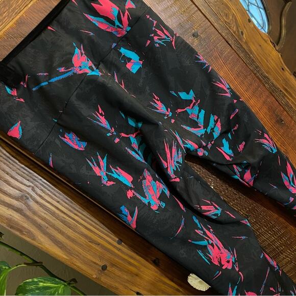 Adidas Women's Leggings Size Small Retro Tech Printed Neon Activewear Workout - Picture 5 of 7